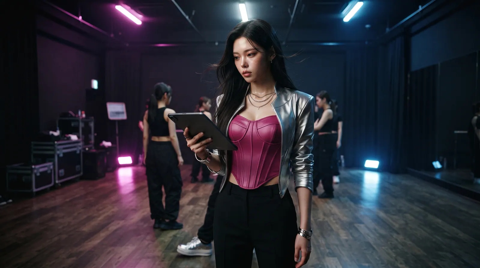 Fictional artist Seo-yun preparing in her rehearsal studio